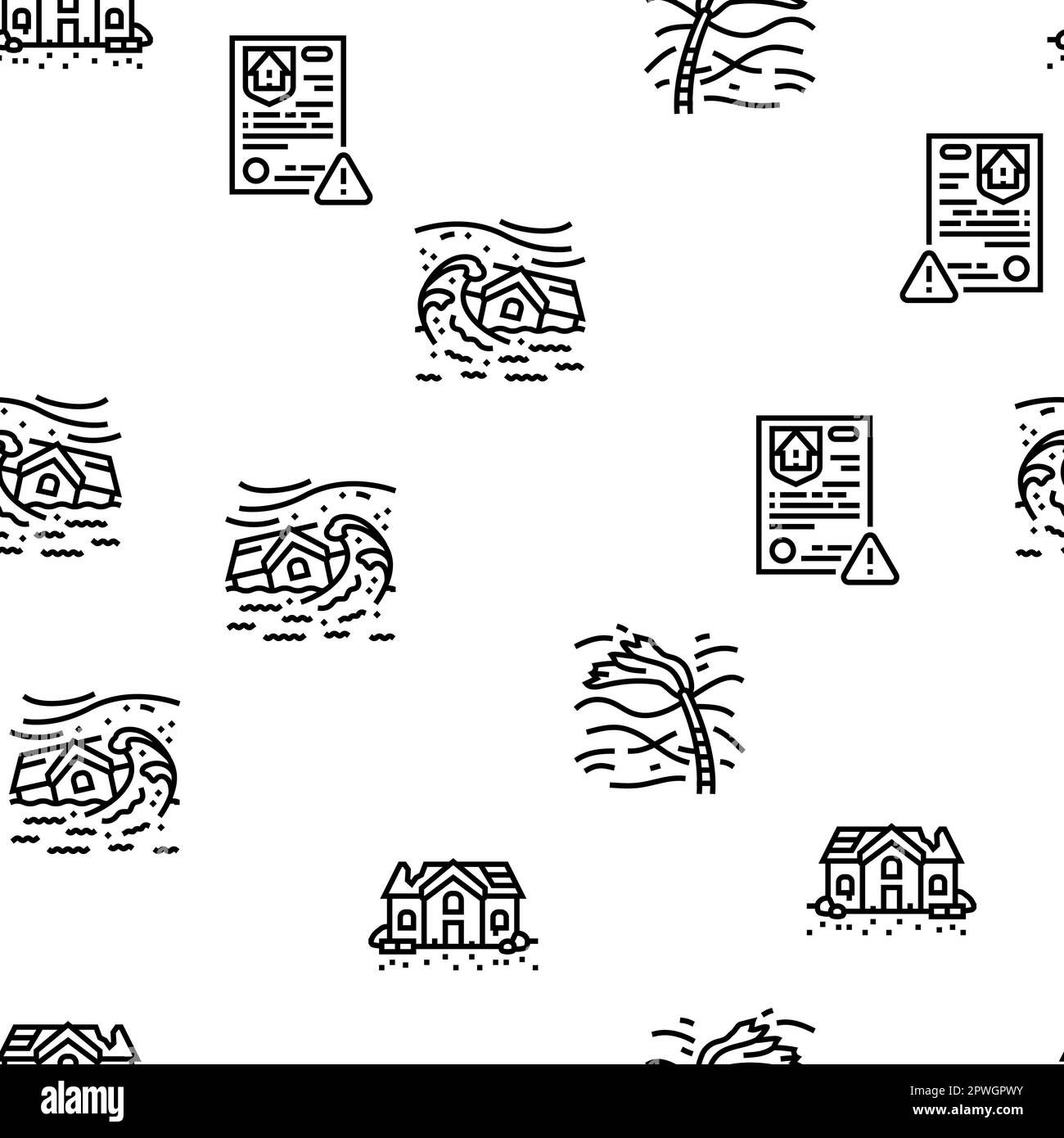 volcano lava eruption nature vector seamless pattern thin line ...