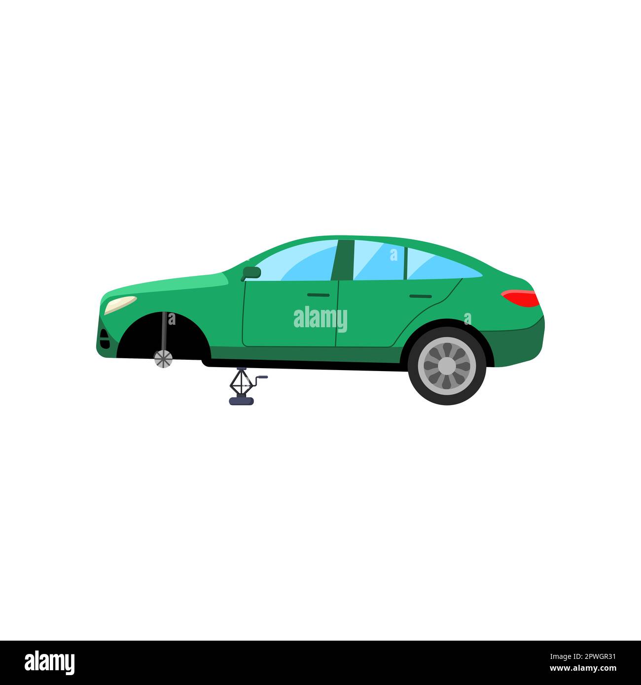 Broken car without wheel cartoon illustration Stock Vector Image & Art