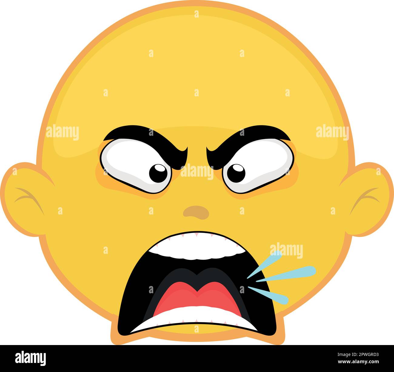 Vector illustration yellow cartoon character emoticon yelling and an angry expression Stock Vector