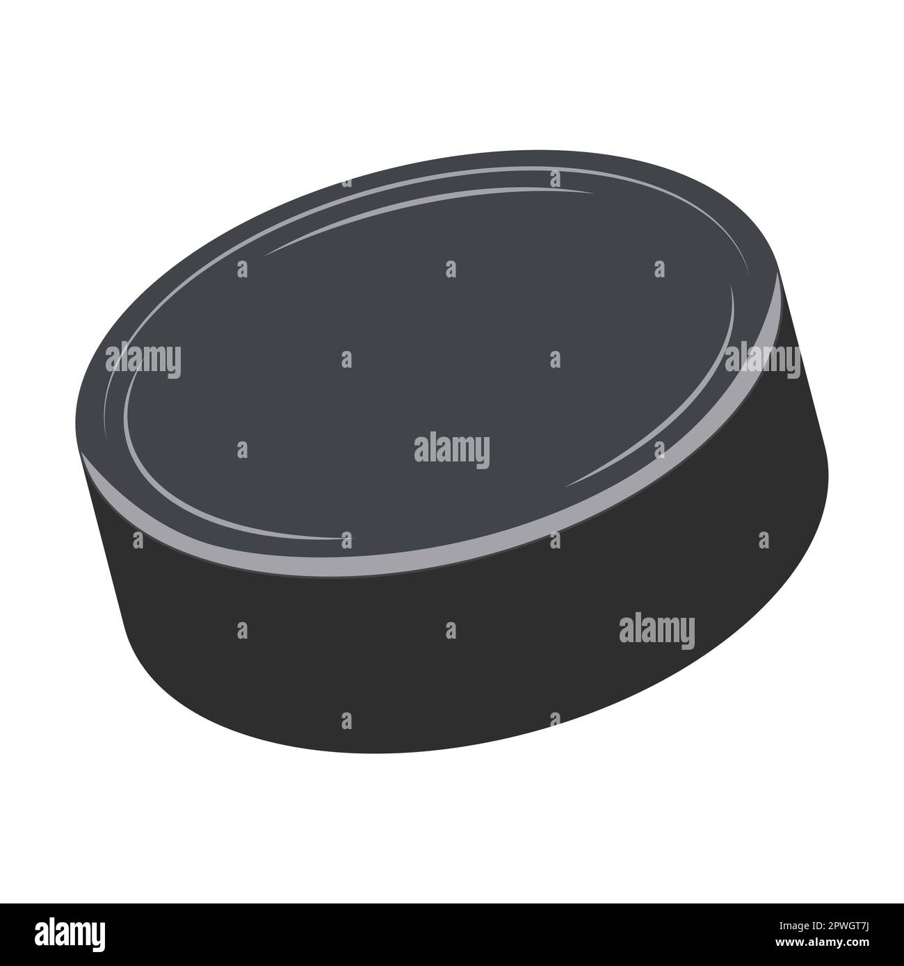 Rubber hockey puck. Sport object or equipment flat vector illustration