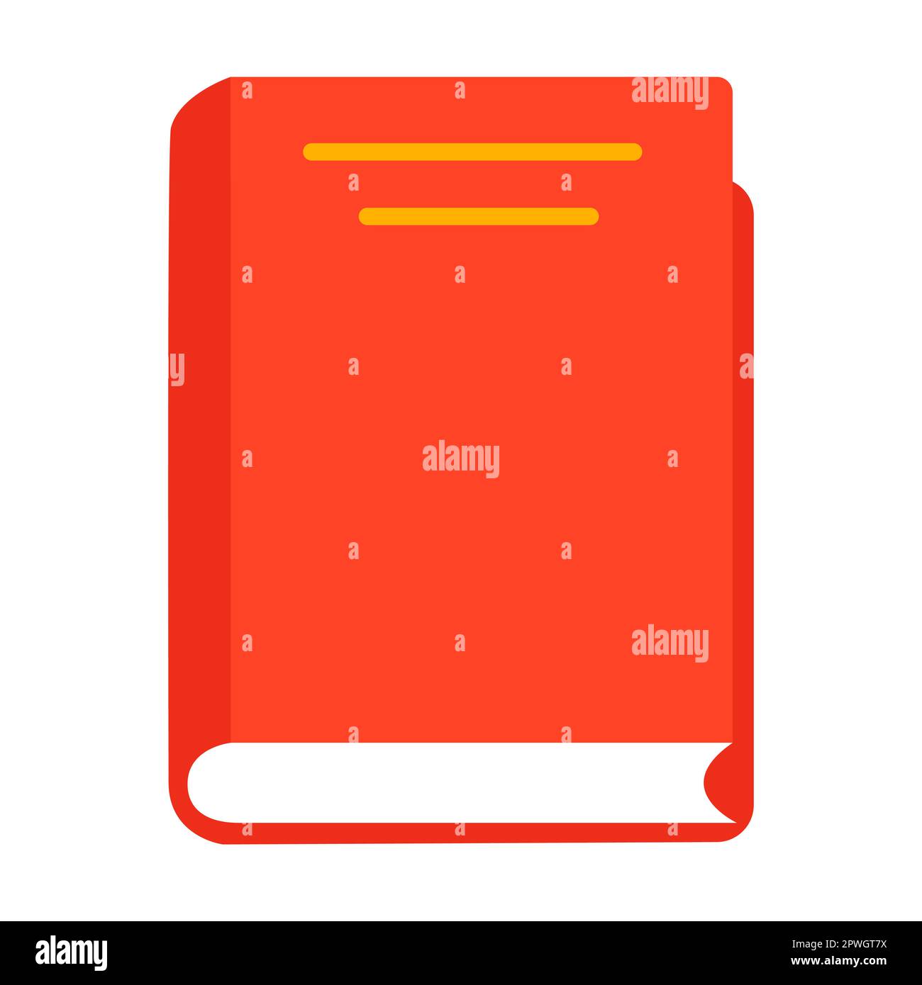 Cartoon closed red book guide. Vector illustration of stack of books, educational textbook from bookshelf isolated on white Stock Vector