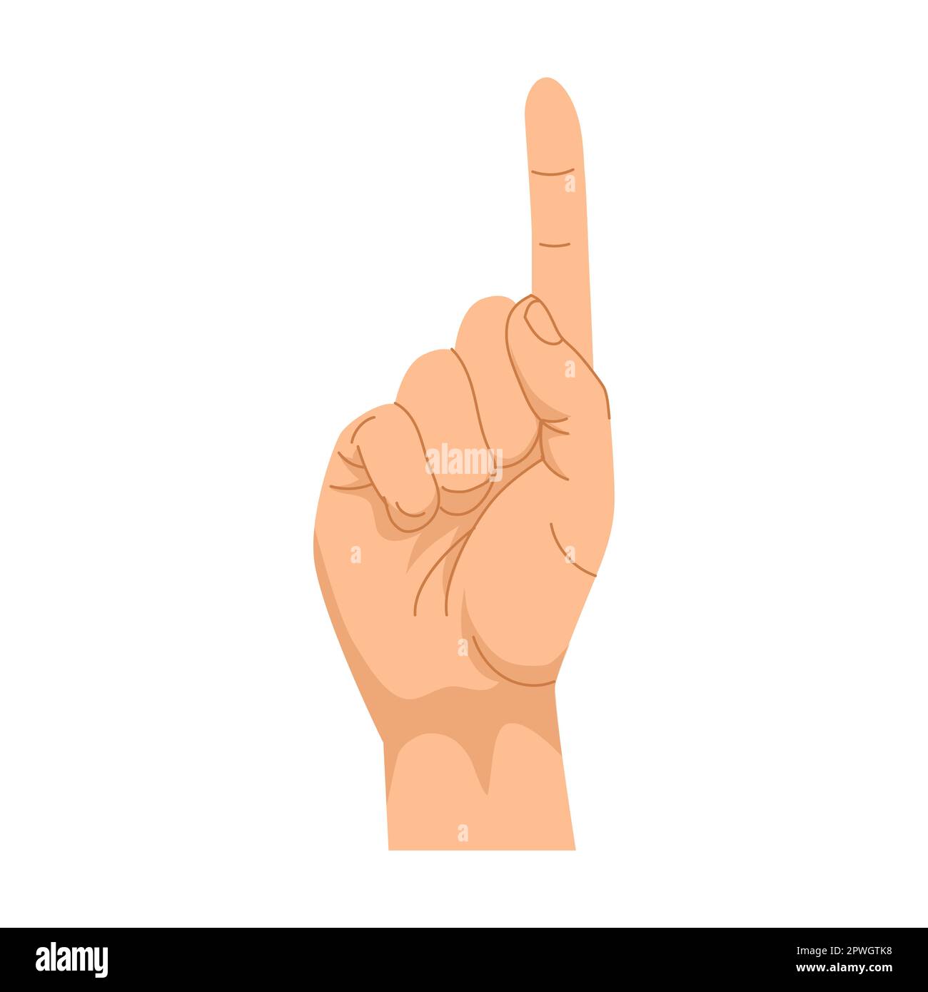 Hand gesture number 1, thumbs up. Vector illustration of human palm ...