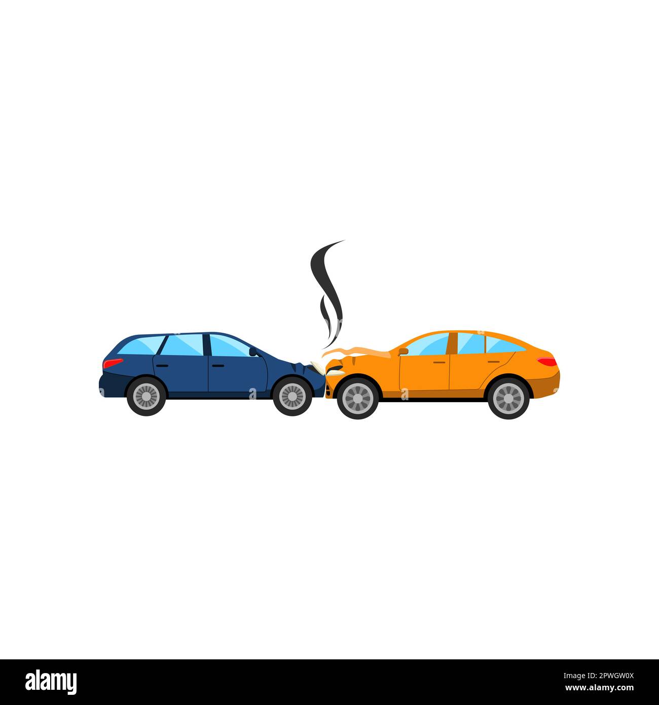 Car crash. Accident in the back of the cars Top view. Flat style Stock  Vector