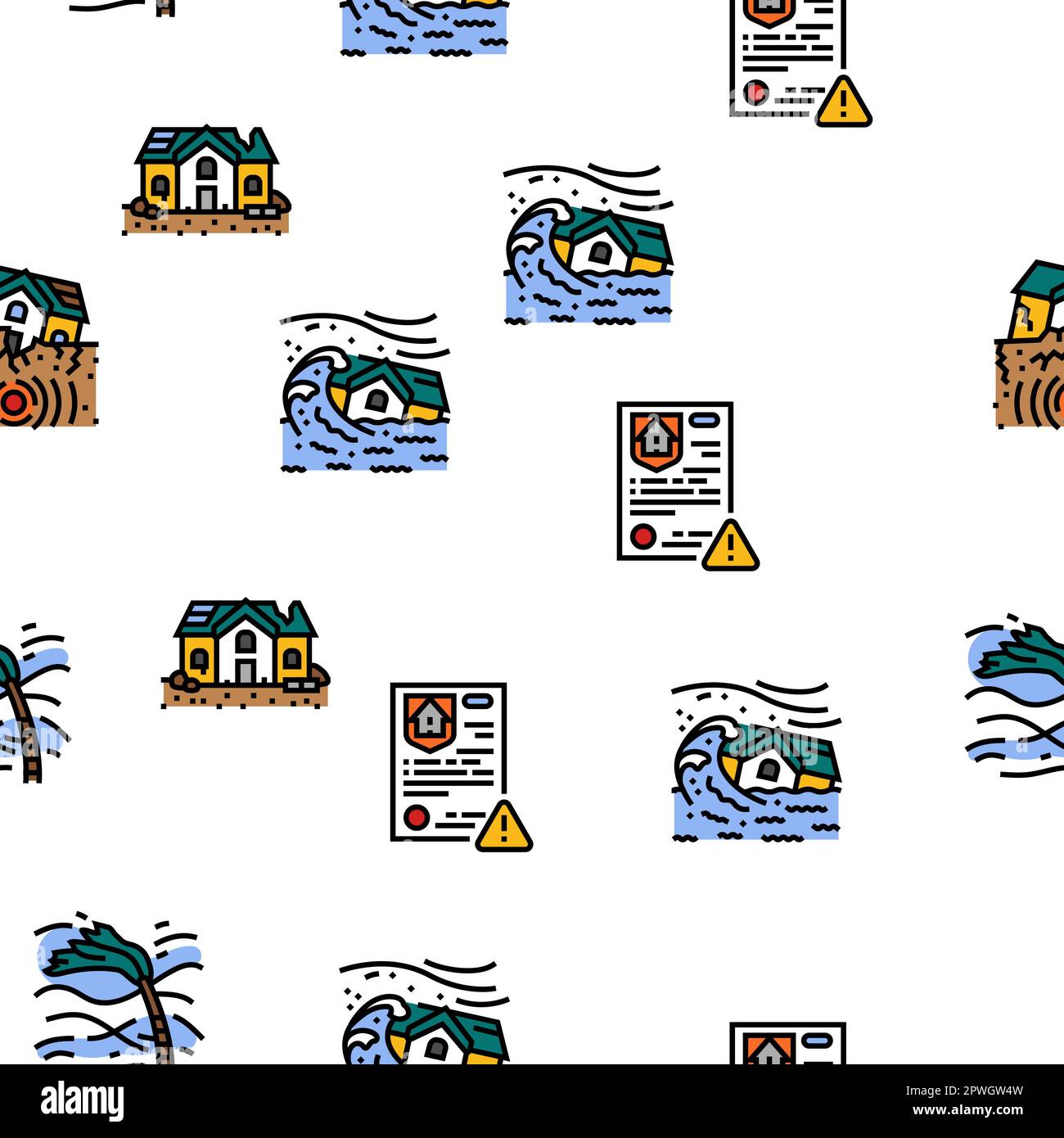 volcano lava eruption nature vector seamless pattern thin line ...