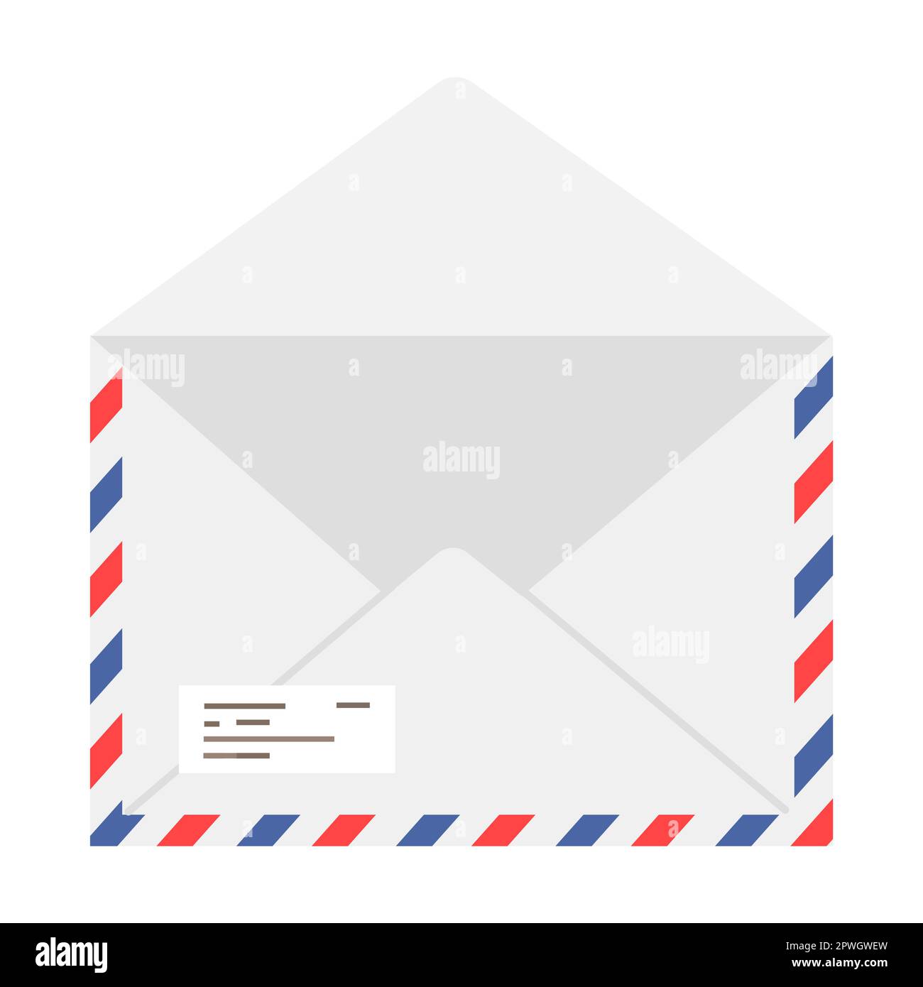 Open envelope vector illustration. Letters with stamps, envelopes for