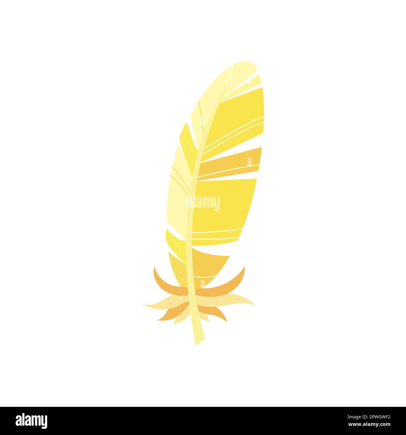 Yellow bird feather cartoon illustration Stock Vector