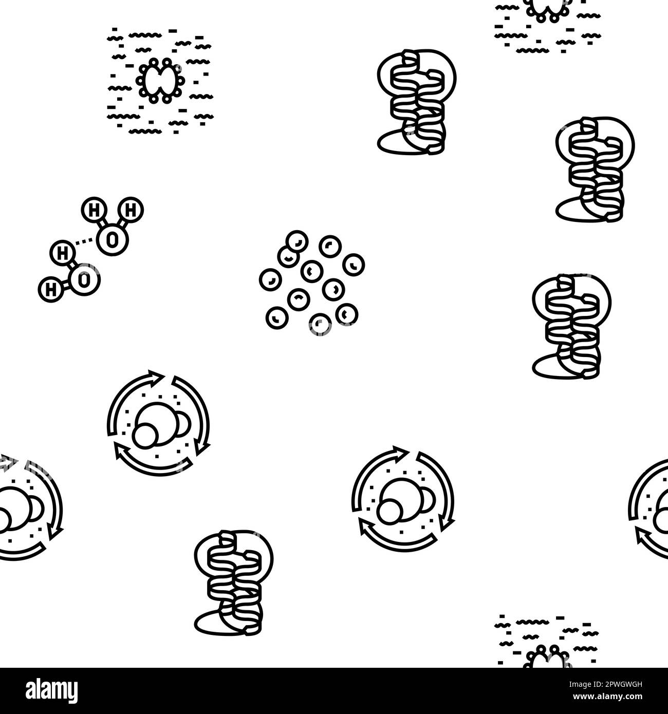 biotechnology chemistry science vector seamless pattern thin line ...