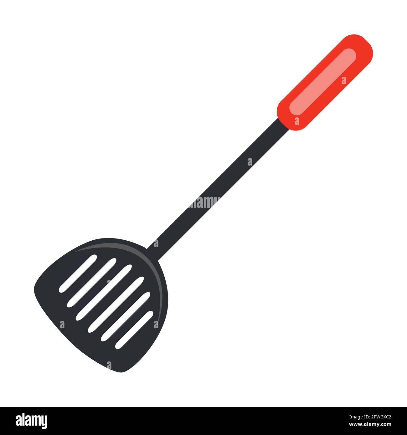 Plastic slotted spoon, kitchenware and dishes vector illustration