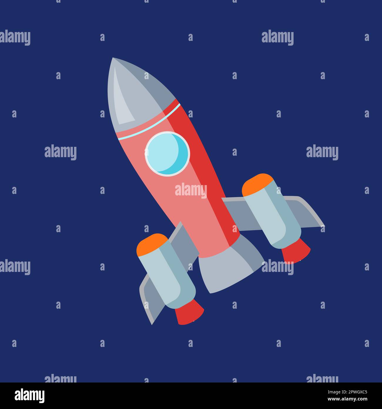 Red rocket in space cartoon illustration Stock Vector Image & Art Alamy