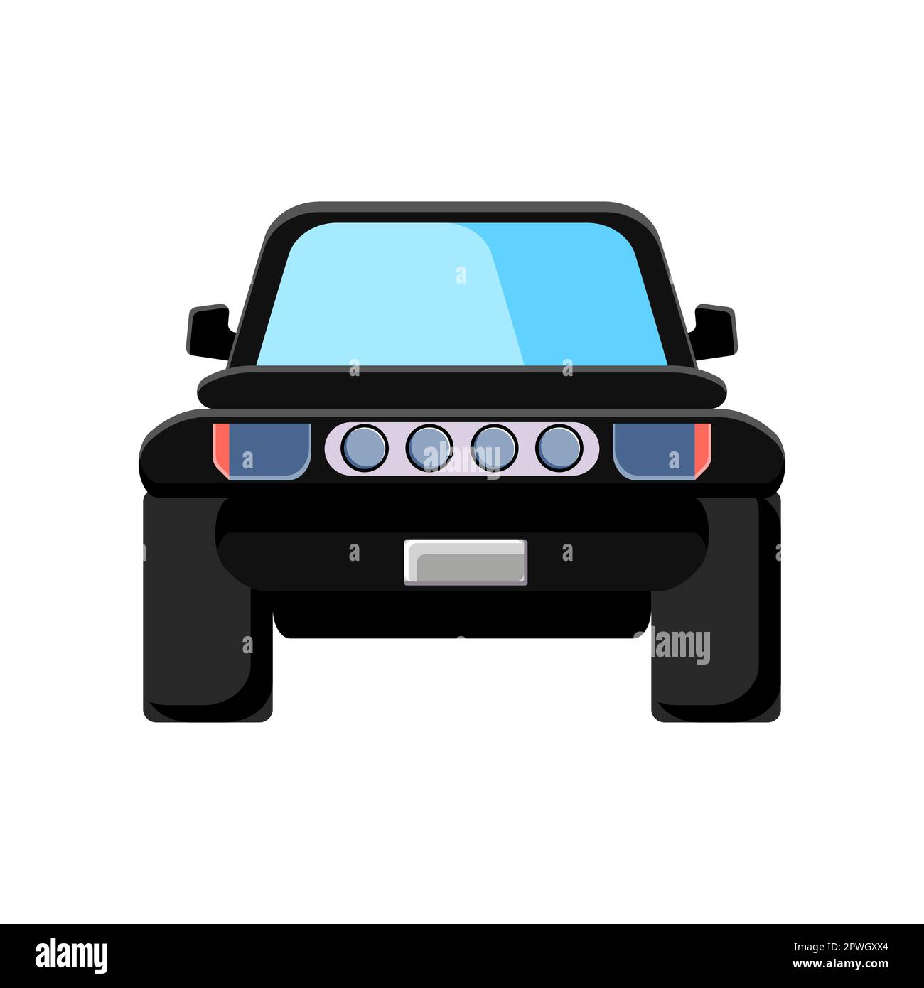 Front view of black car with big wheels vector illustration Stock