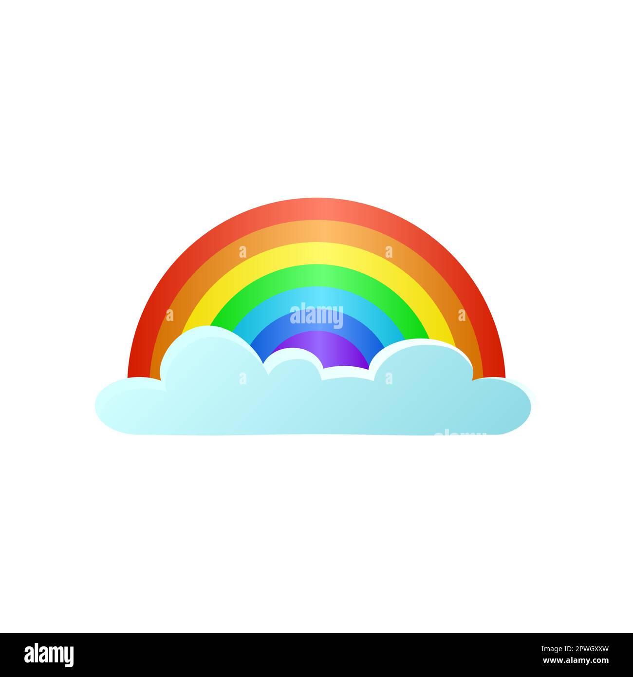 Cute half circle rainbow with cloud sticker Stock Vector Image & Art ...