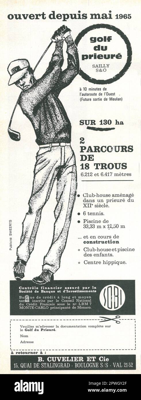 Golf Du Prieure (Golf du Prieuré) French golf club French print ad ...