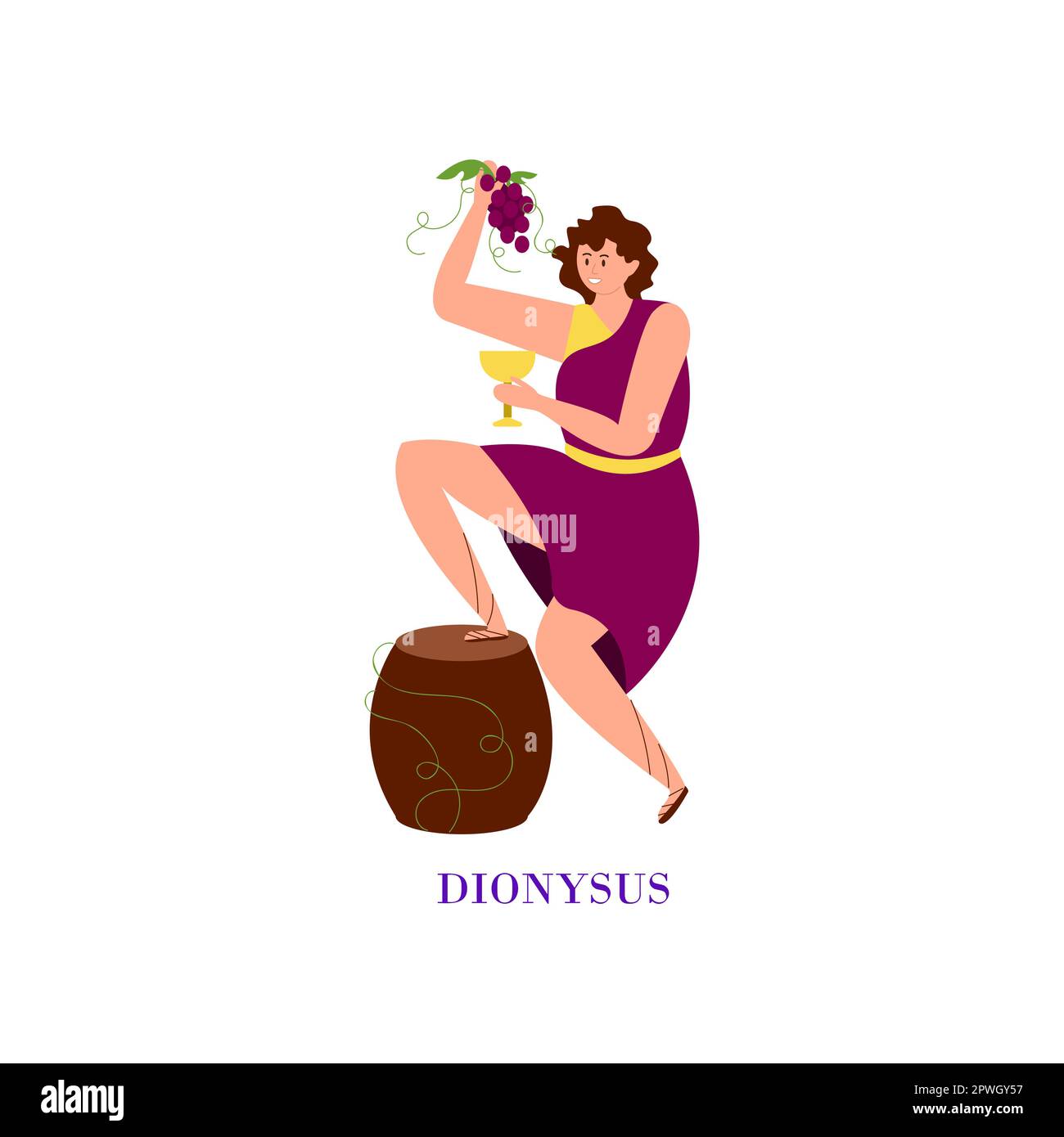 Ancient Greek god Dionysus cartoon illustration Stock Vector