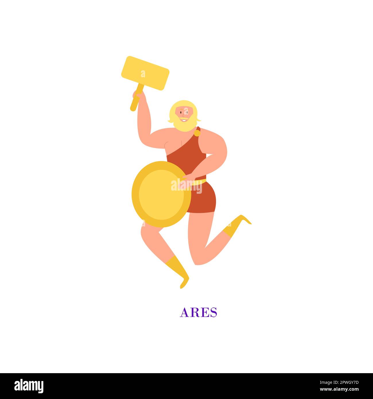 Ancient Greek god Ares cartoon illustration Stock Vector
