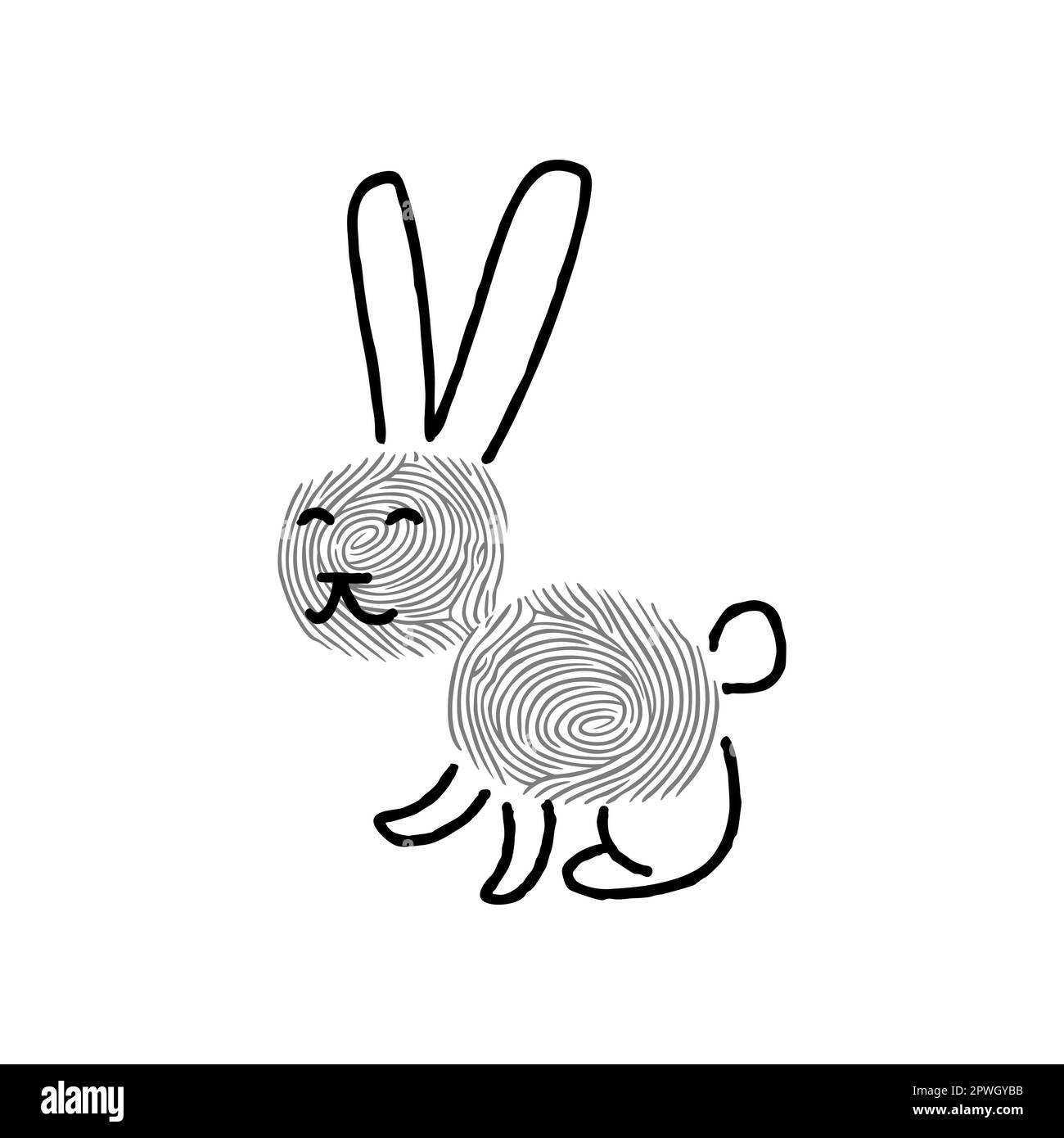 Cute fingerprint bunny cartoon illustration Stock Vector Image & Art Alamy