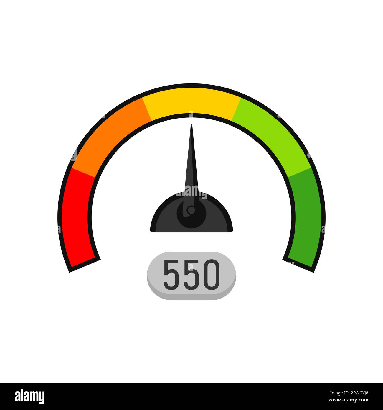 Business credit half circle speedometer with middle score Stock Vector