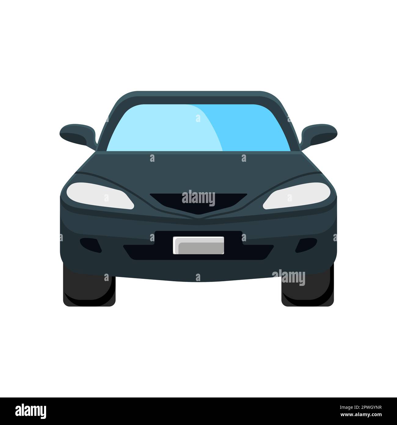Front view of dark green car vector illustration Stock Vector Image ...