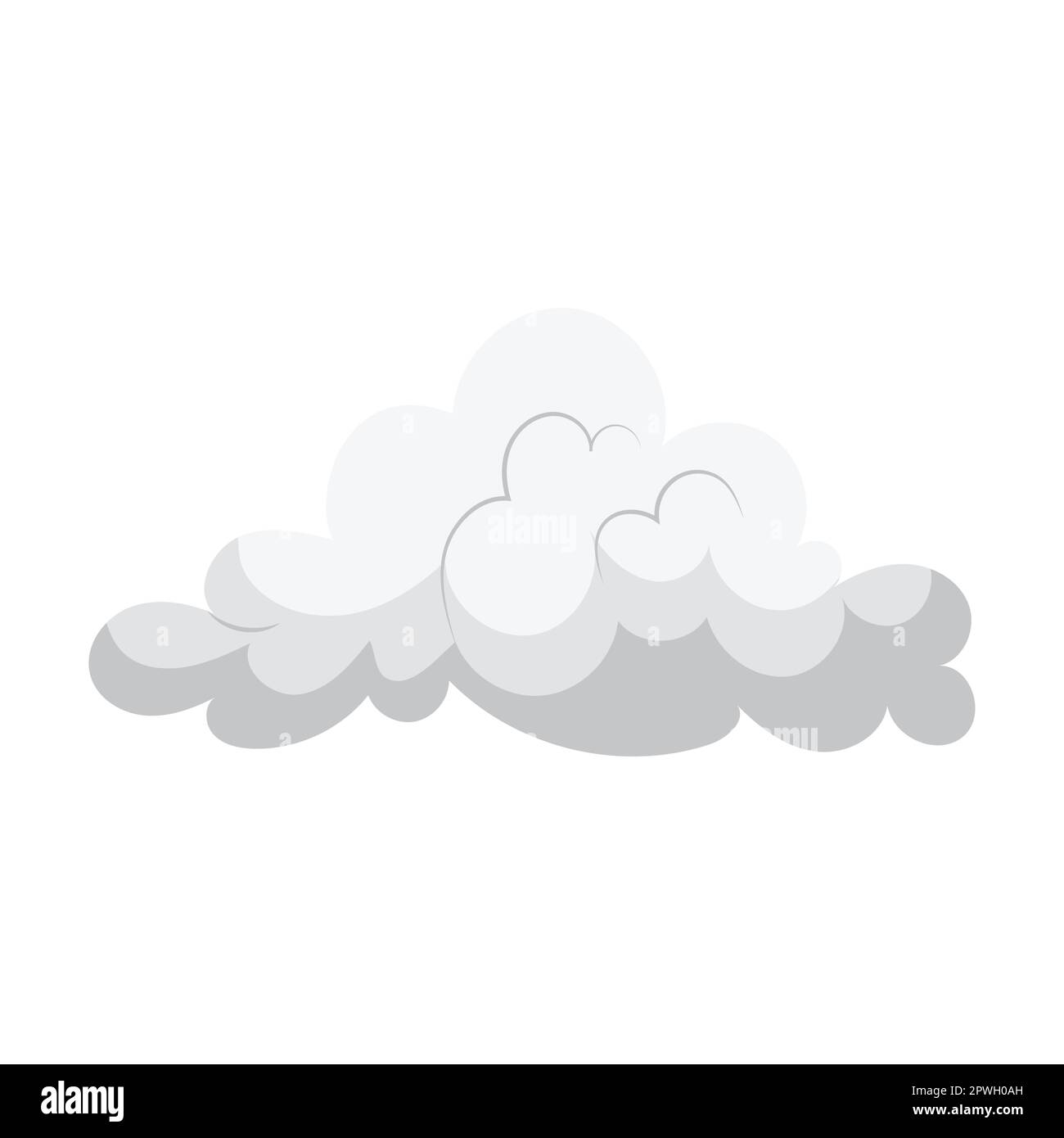 Grey cloud shape flat vector illustration. Cloudy sky element, heaven