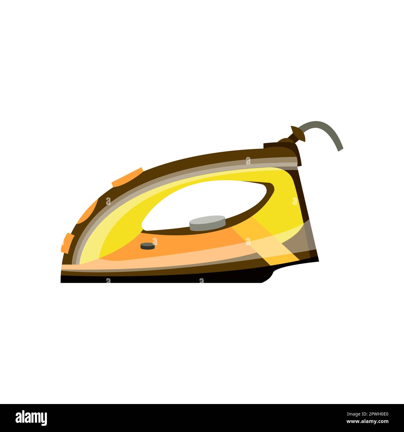 Yellow electric steam iron cartoon illustration Stock Vector Image