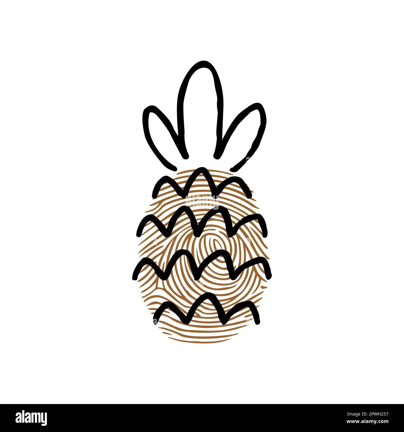 Cute fingerprint pineapple cartoon illustration Stock Vector Image