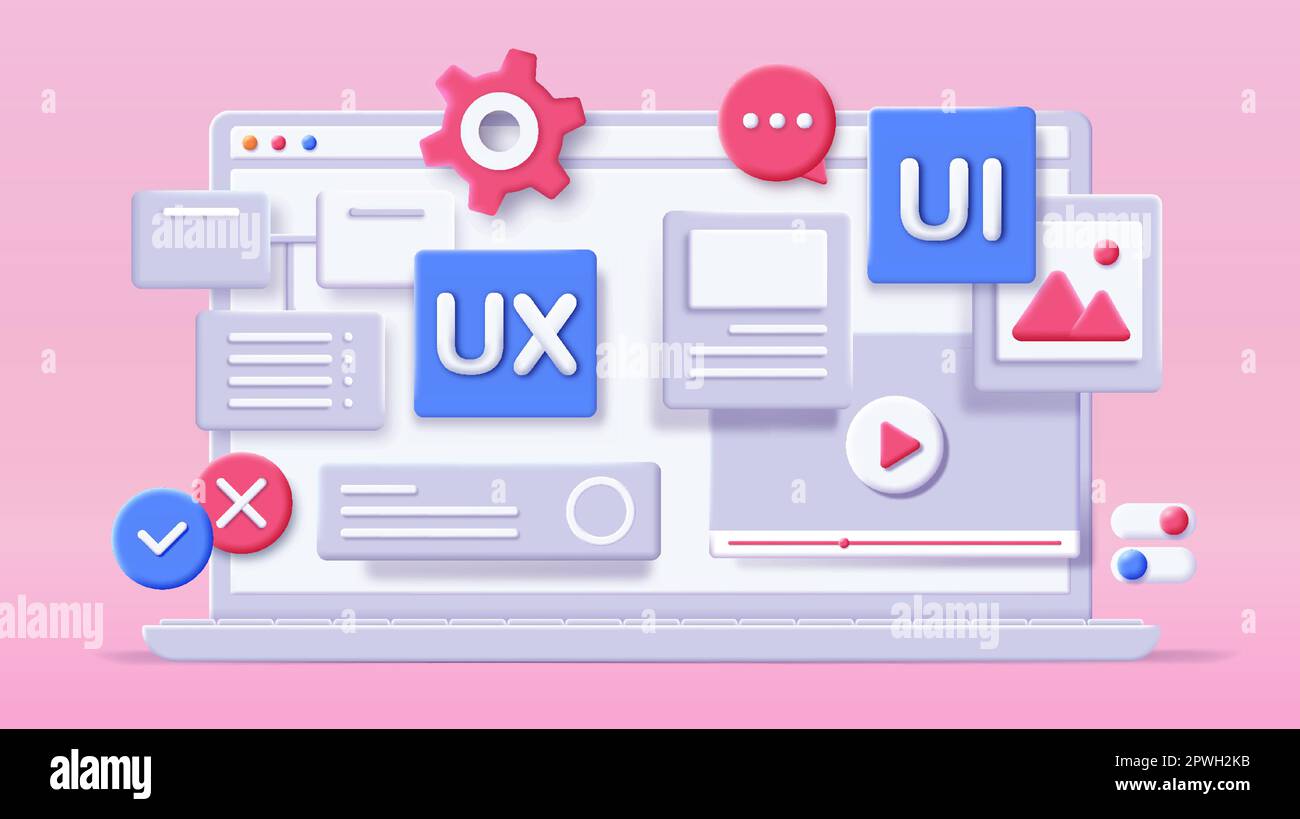 3D UI UX Stock Vector Image & Art - Alamy
