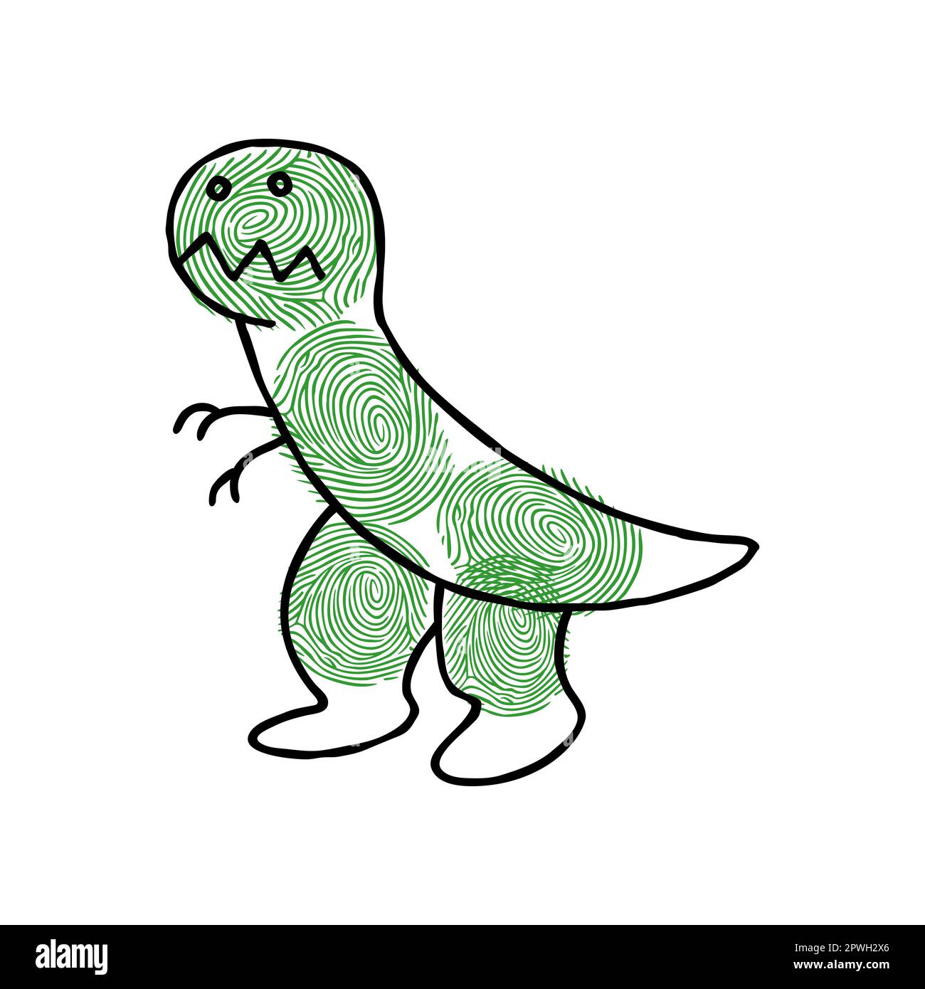 Cute fingerprint dinosaur cartoon illustration Stock Vector Image & Art
