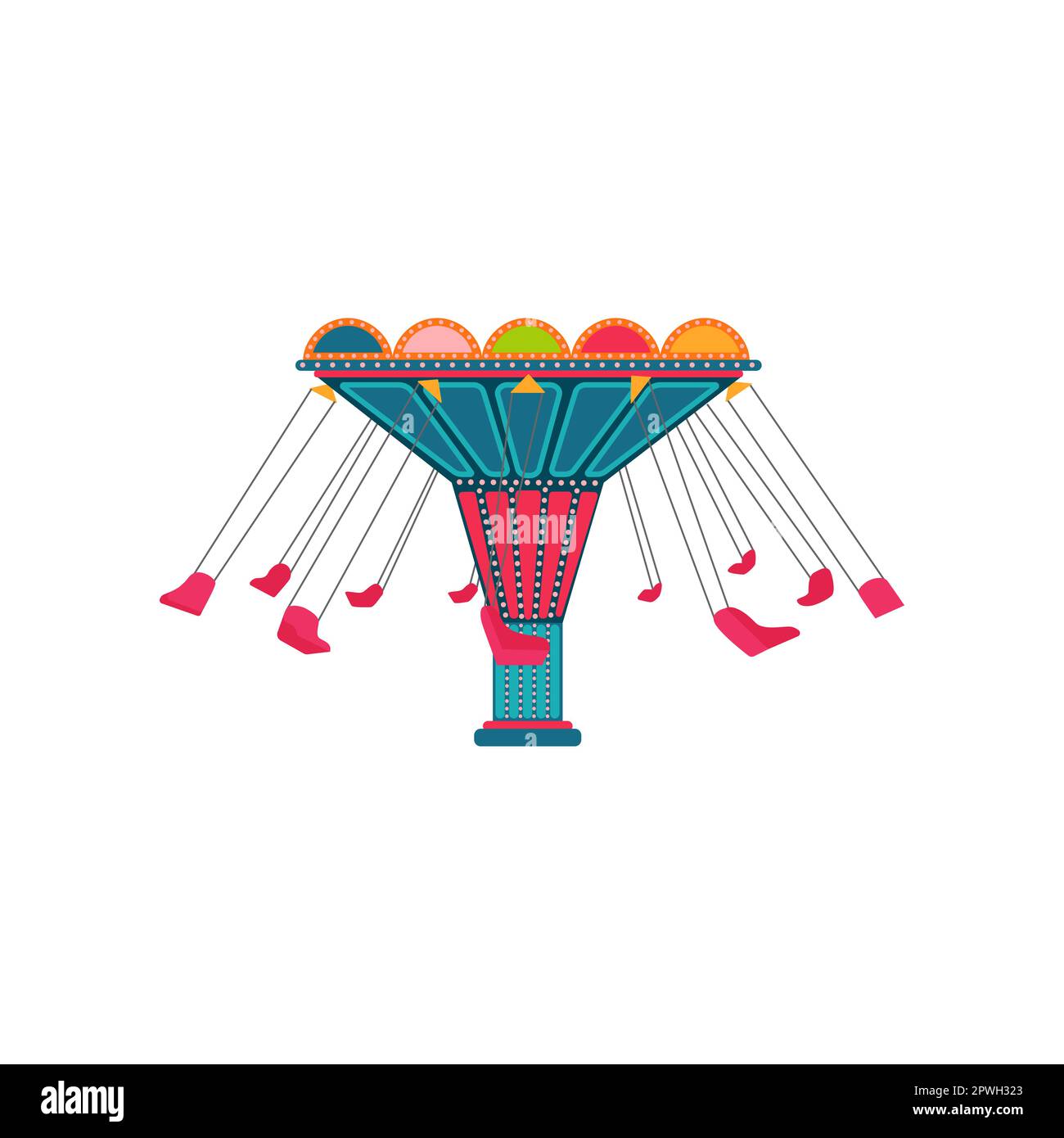 Amusement park swing ride flat vector illustration Stock Vector Image