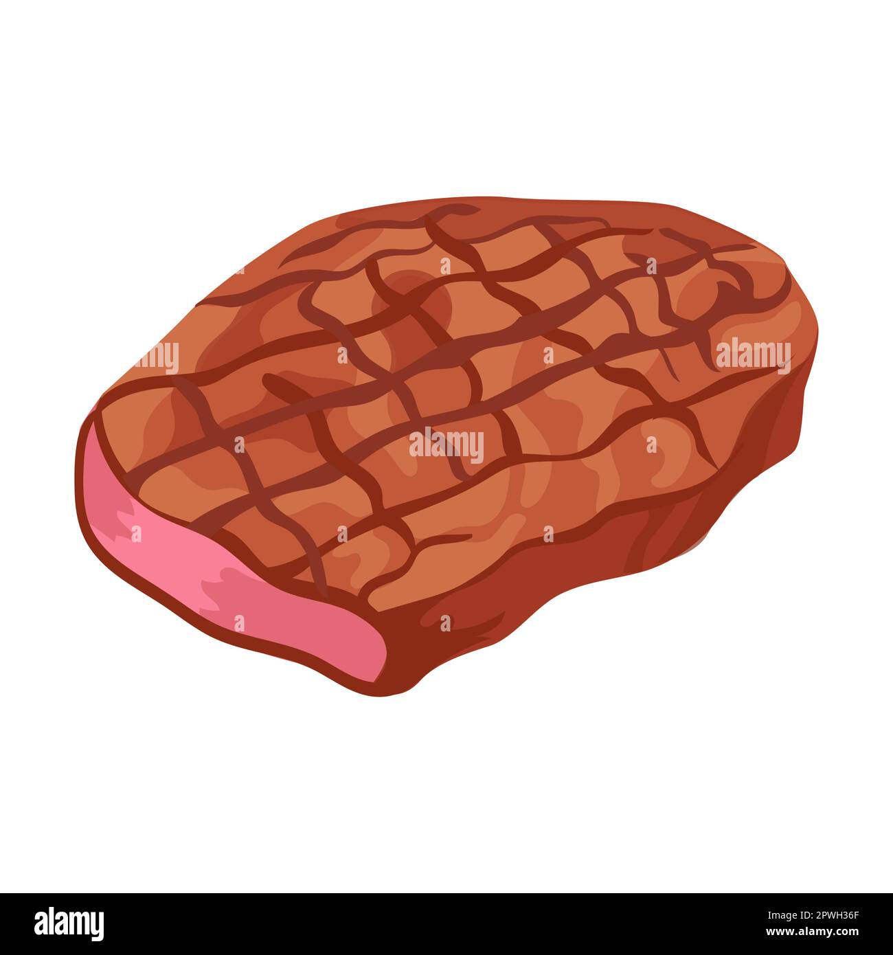 Fried meat steak, product cartoon vector illustration. Drawing of raw