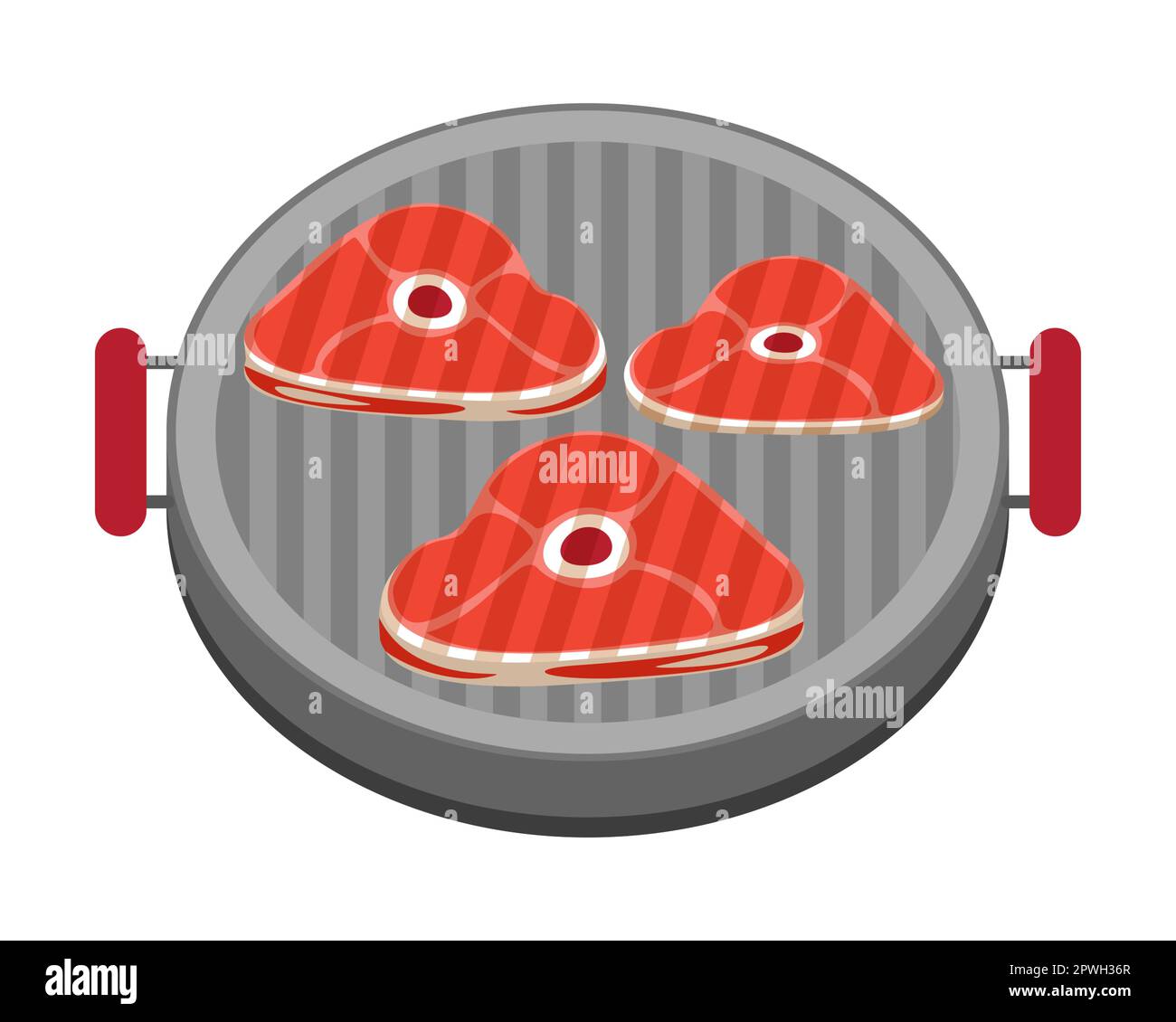 Meat steaks on grill grate vector illustration Stock Vector Image & Art