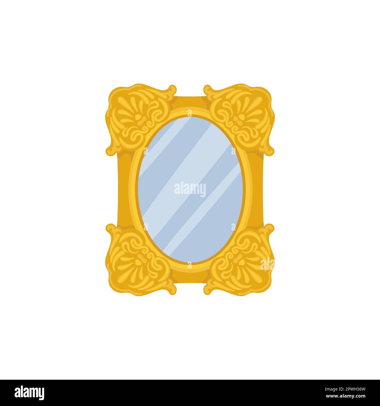 Vintage mirror in gold frame vector illustration Stock Vector Image