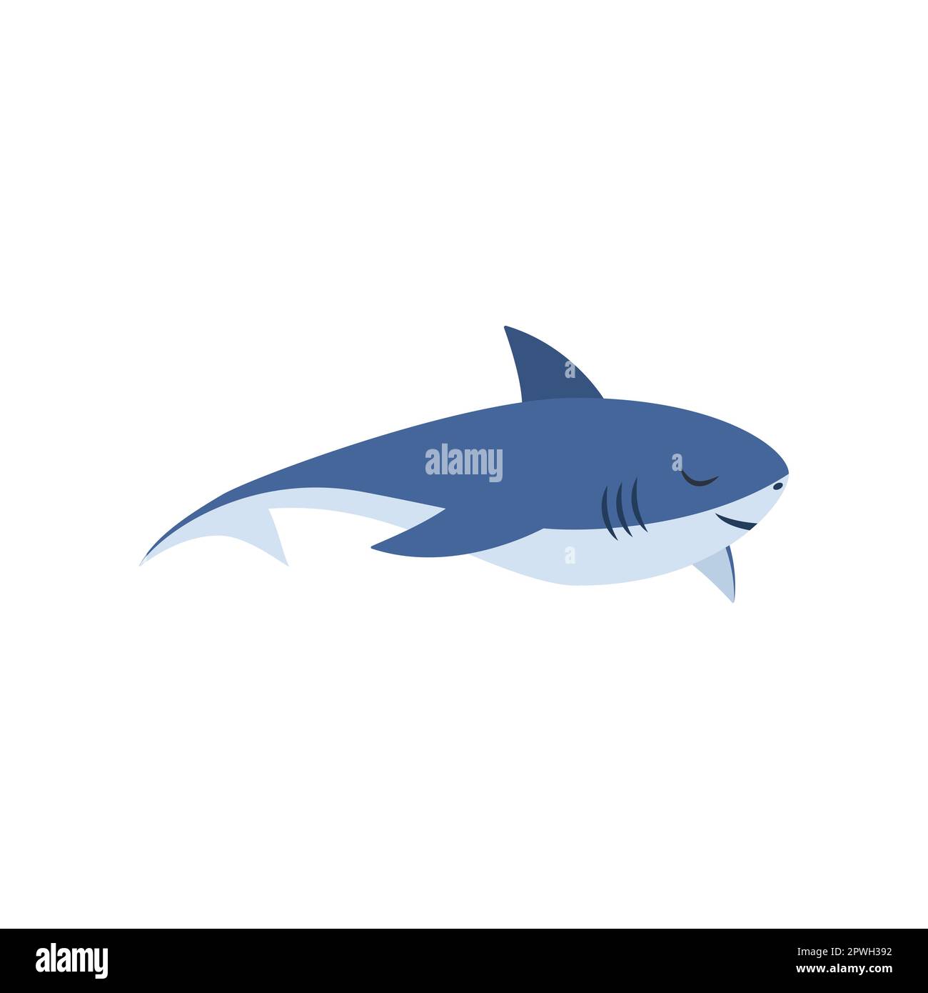 Cute shark sleeping cartoon illustration Stock Vector