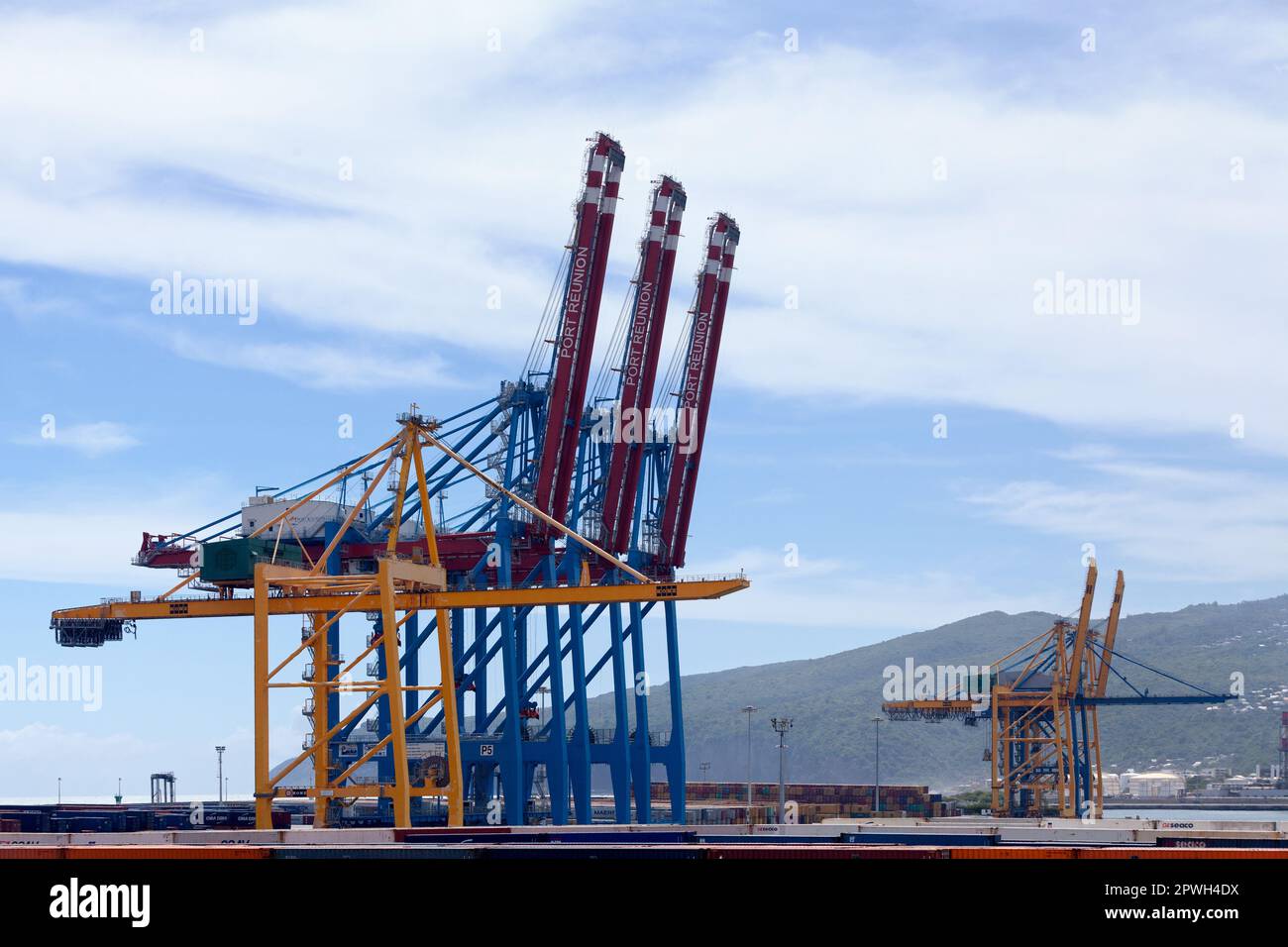 Le Port, Reunion Island - Marsh 08 2017: Port Réunion Est is the commercial dock located in the seashore city of Le Port, in Reunion Island. Stock Photo