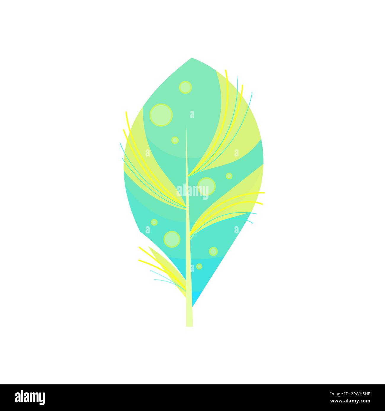 Turquoise bird feather cartoon illustration Stock Vector