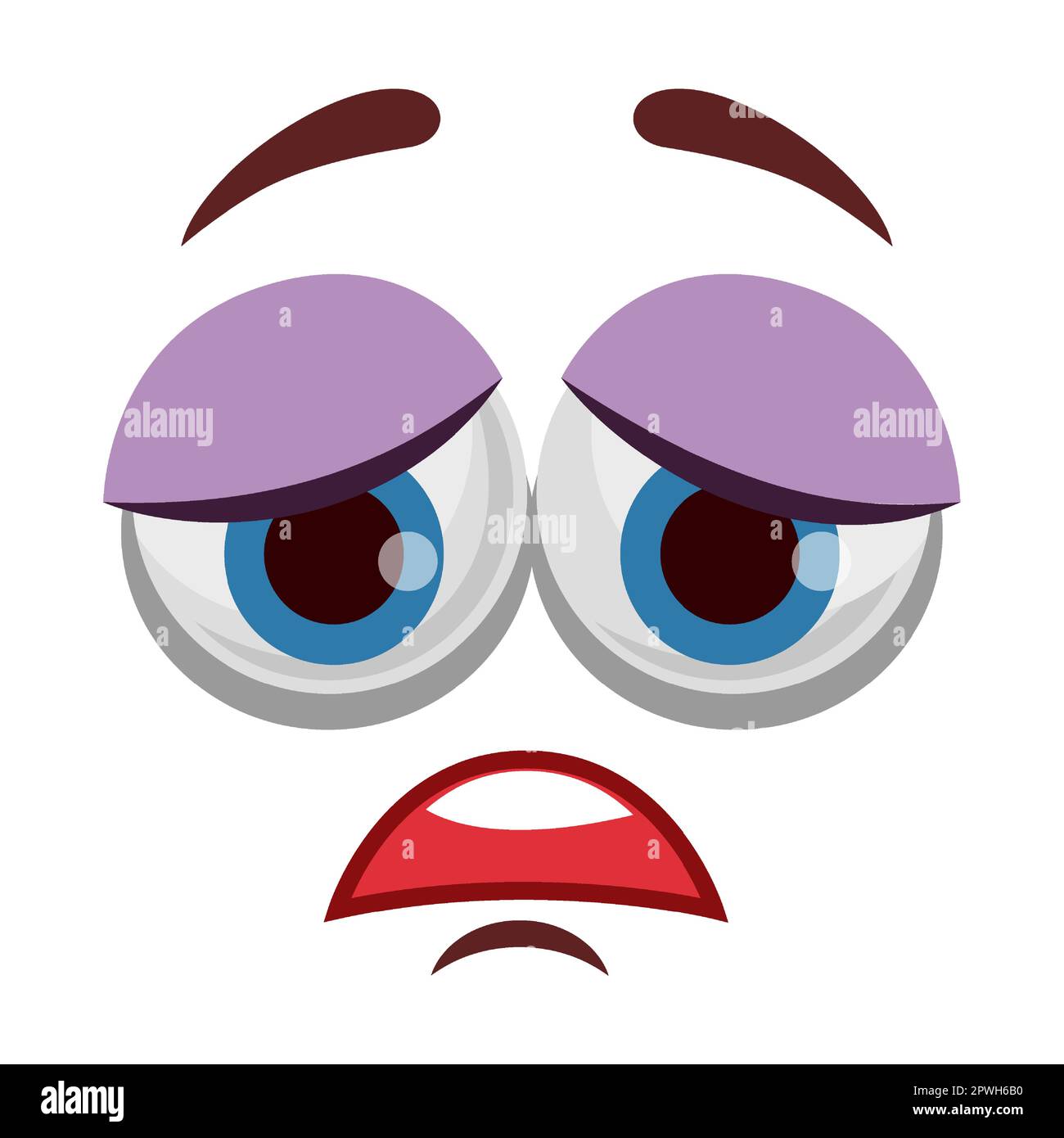 Comic upset face expression vector illustration. Eyes and mouth of cute ...
