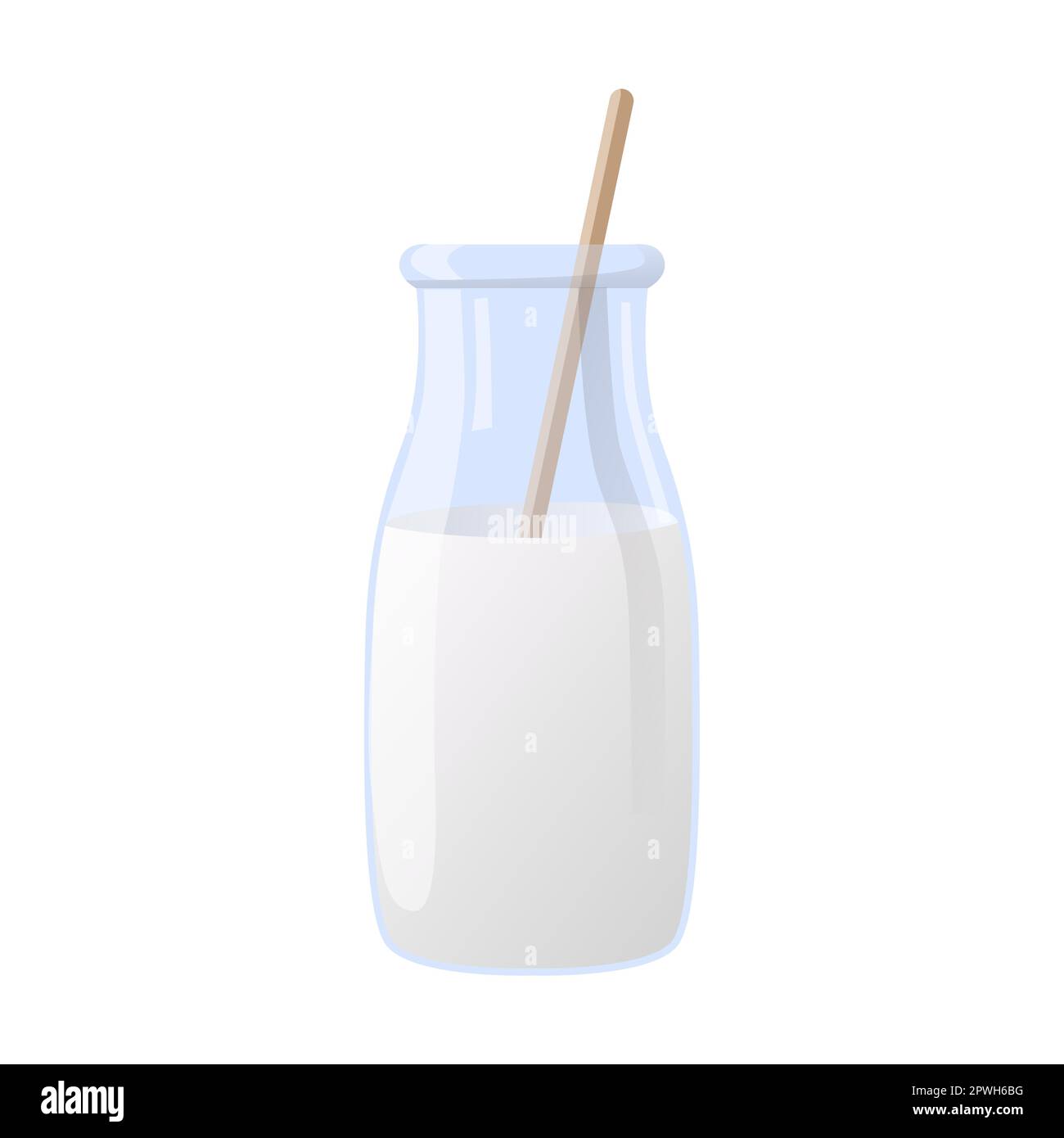 Milk in bottle vector illustration. Fresh cow milk in carton, bottle