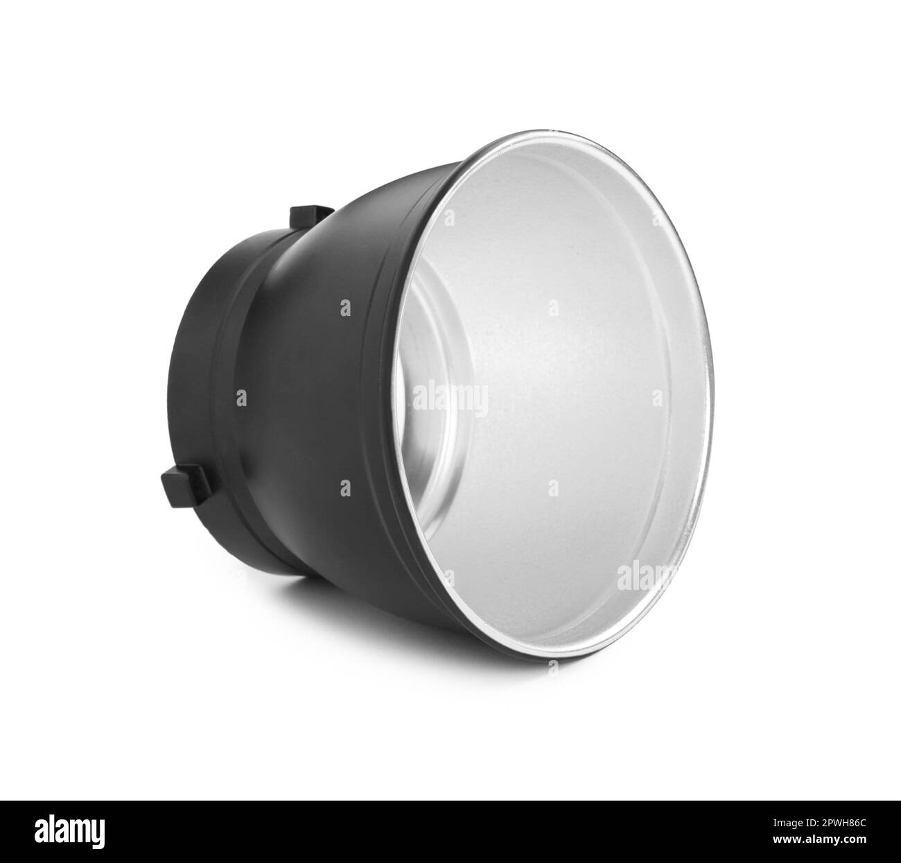 Studio flash light reflector isolated on white. Professional