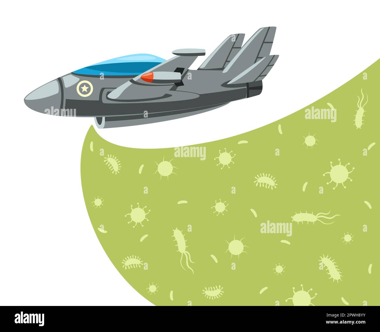 Jet Spreading Dangerous Chemicals Vector Illustration Stock Vector