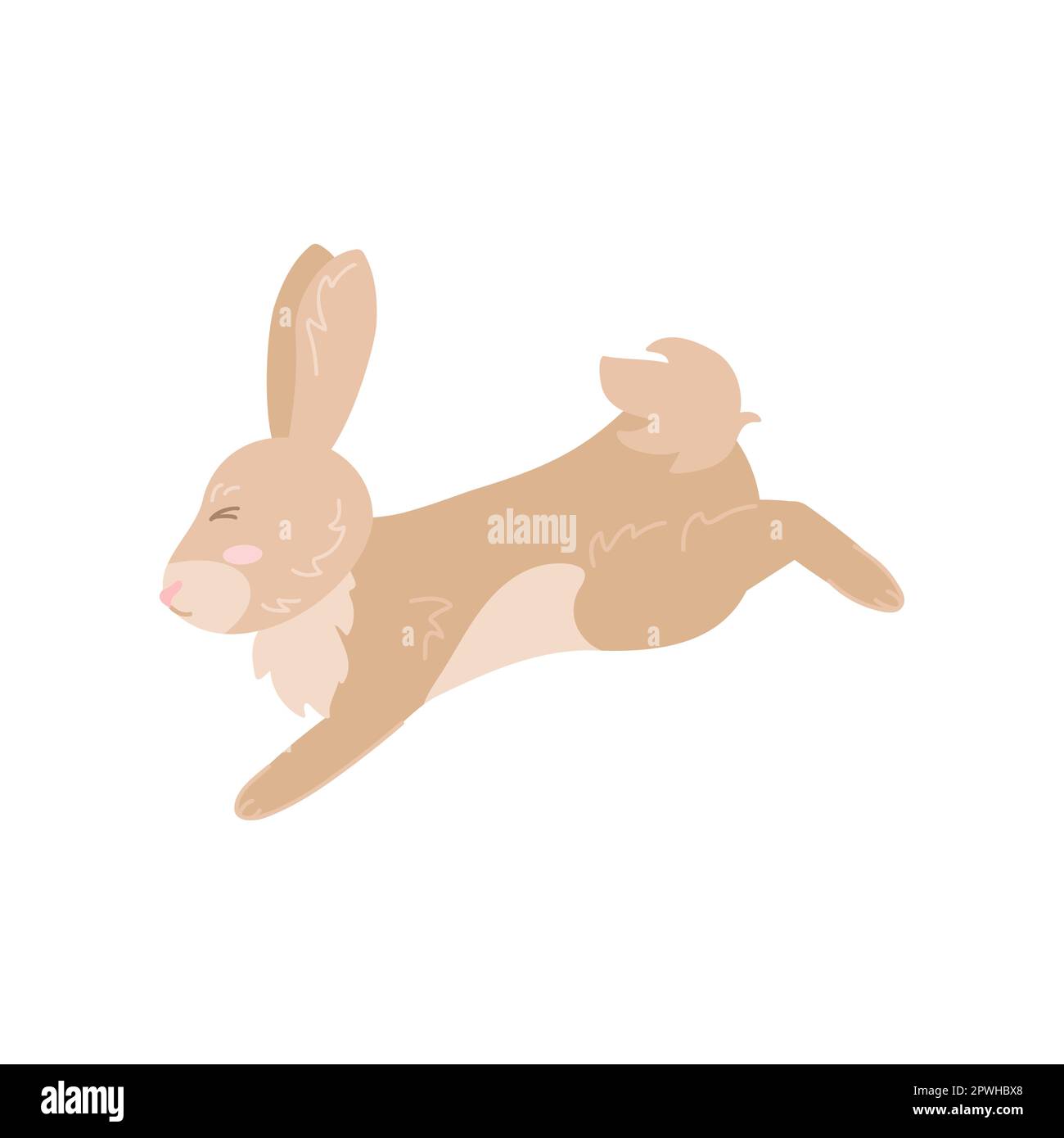 Funny brown rabbit jumping on white background Stock Vector
