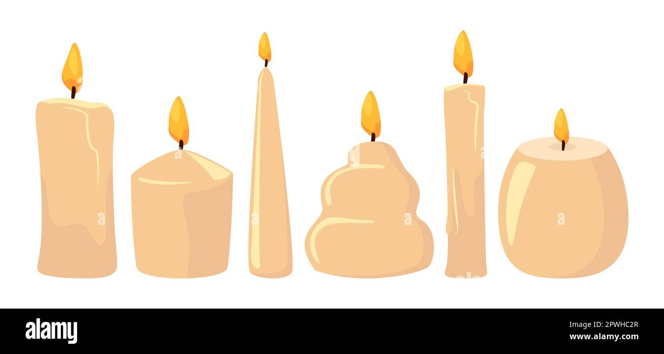 Candles of different shapes vector illustrations set Stock Vector Image