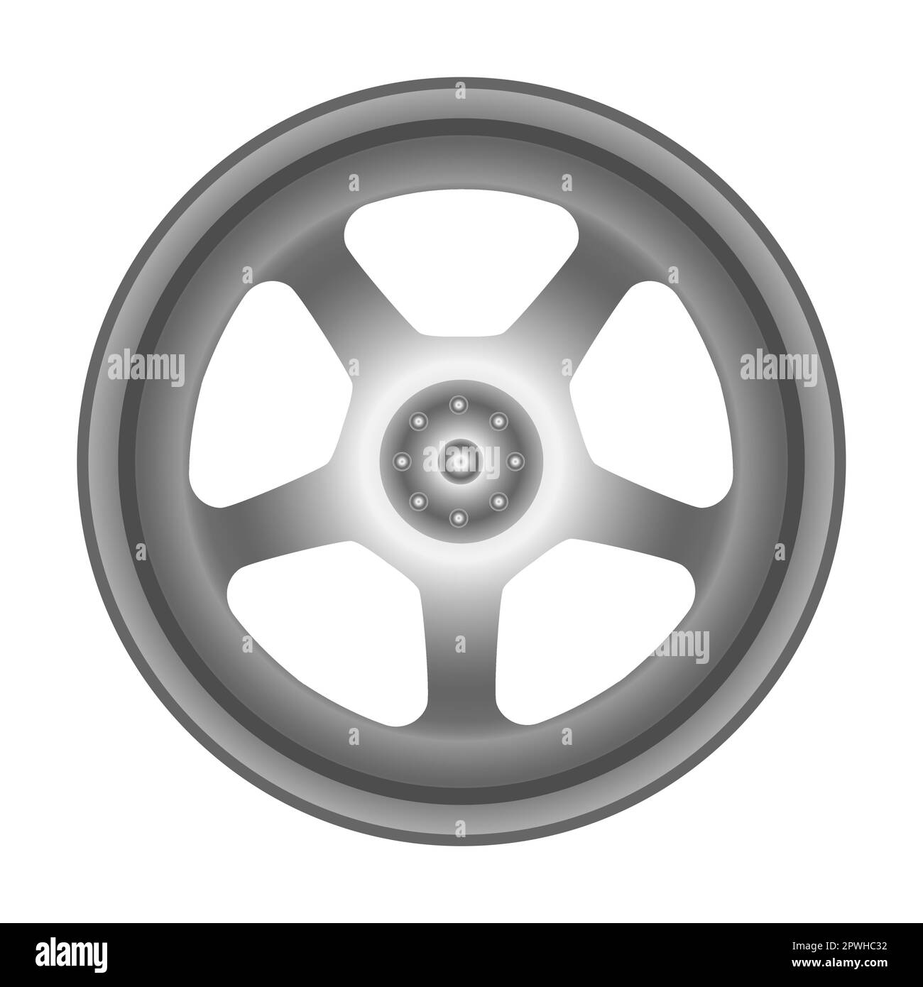 Car wheel, disk side view. Cartoon vector illustration of rubber tire