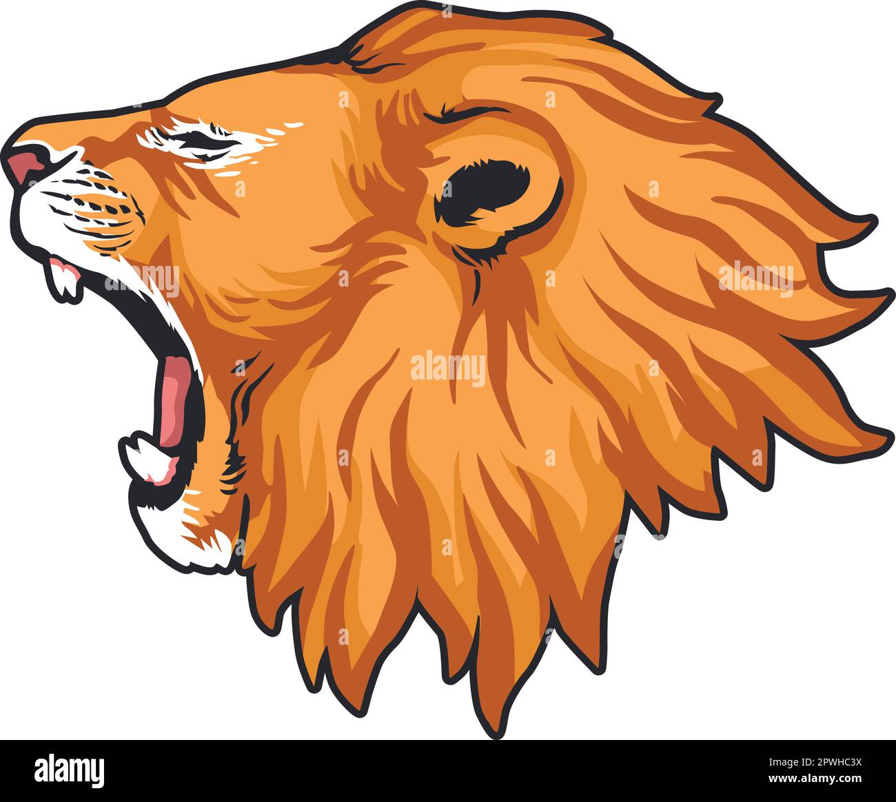 Lion Head Vector Illustration. Colour and BW Stock Vector