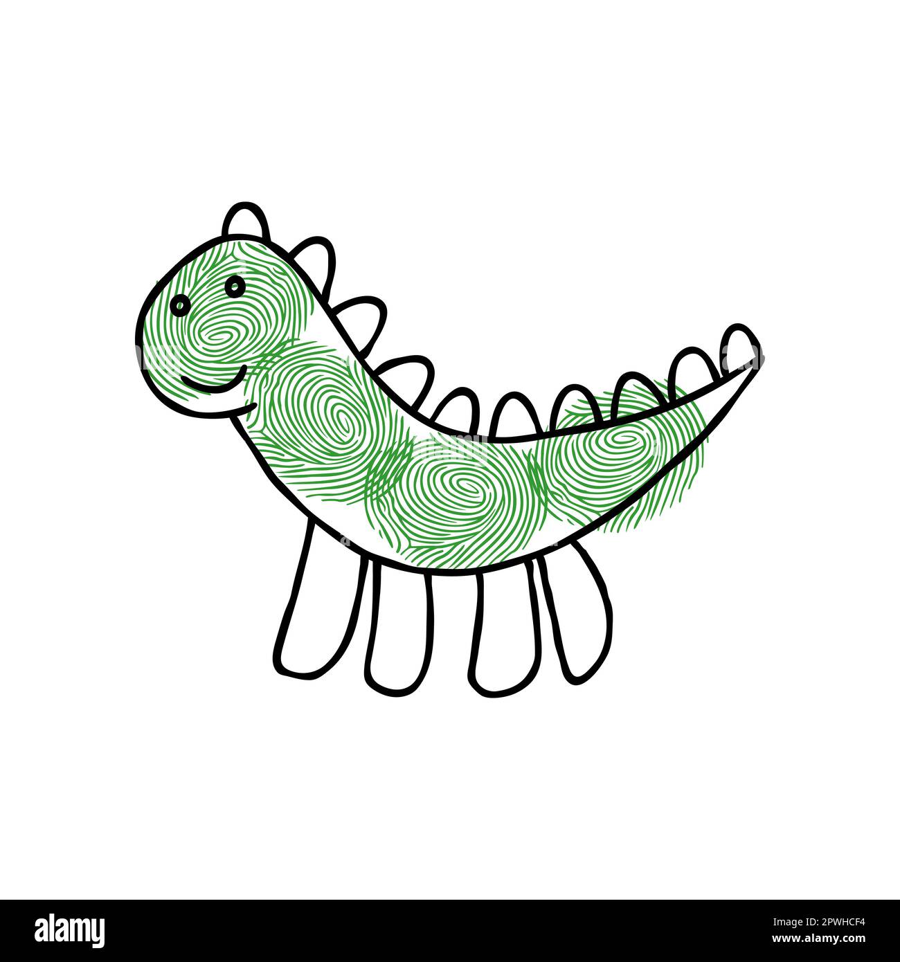 Colorful fingerprint dinosaur cartoon illustration Stock Vector Image