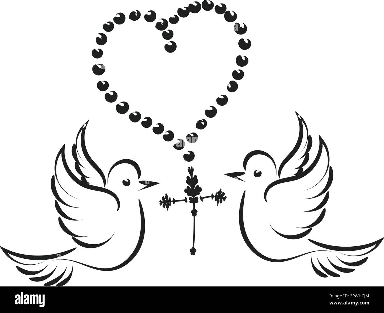 Christian Rosary beads. Prayer Catholic chaplet with the Holy Cross