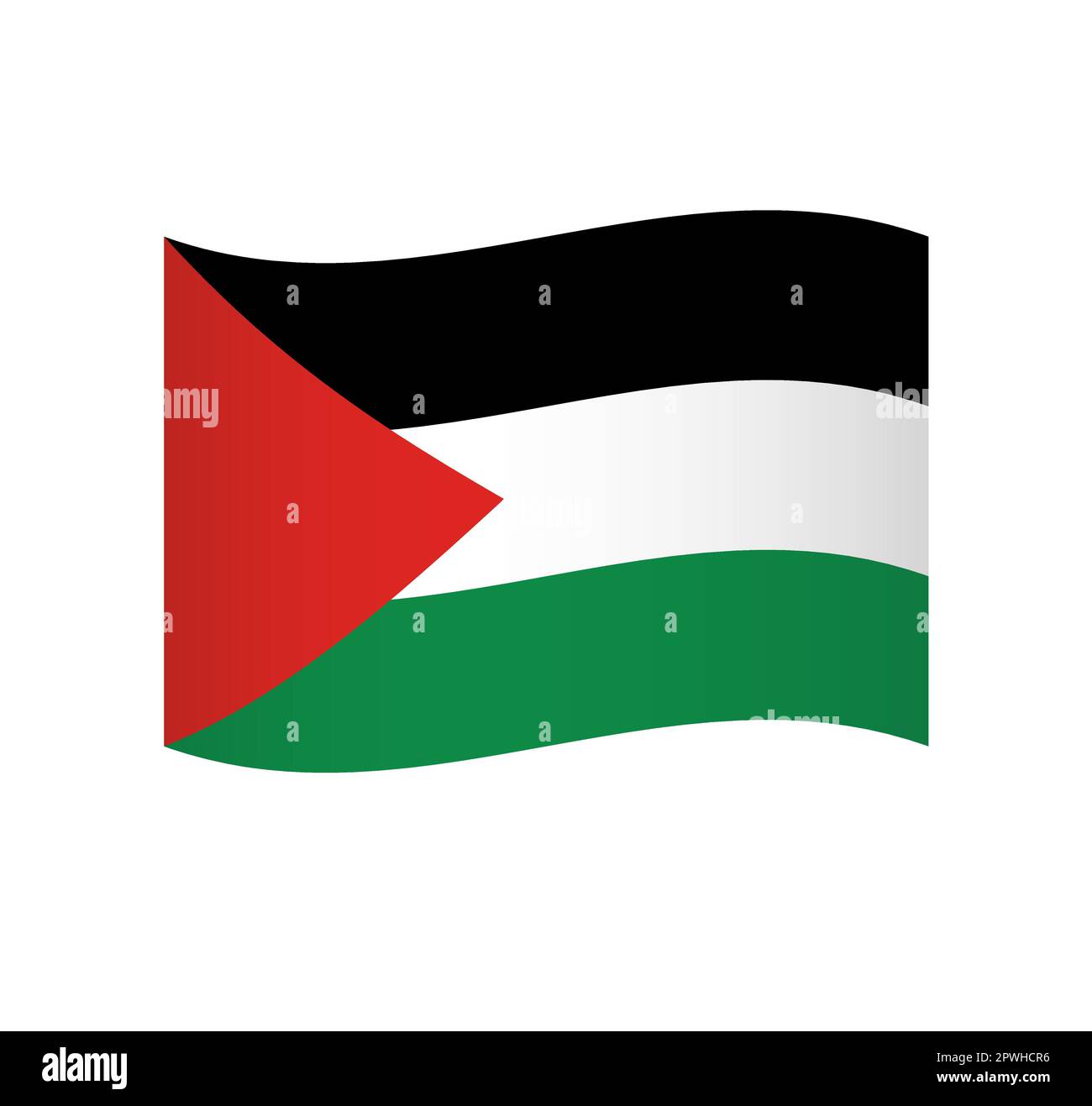 Palestine flag - simple wavy vector icon with shading Stock Vector