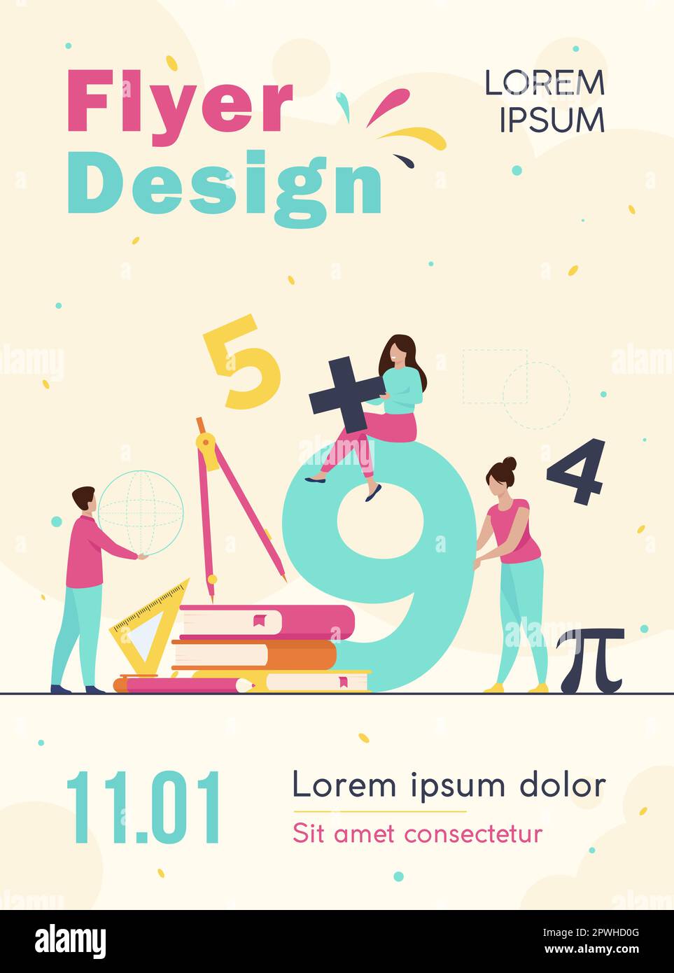 Happy students learning math in college or school Stock Vector Image