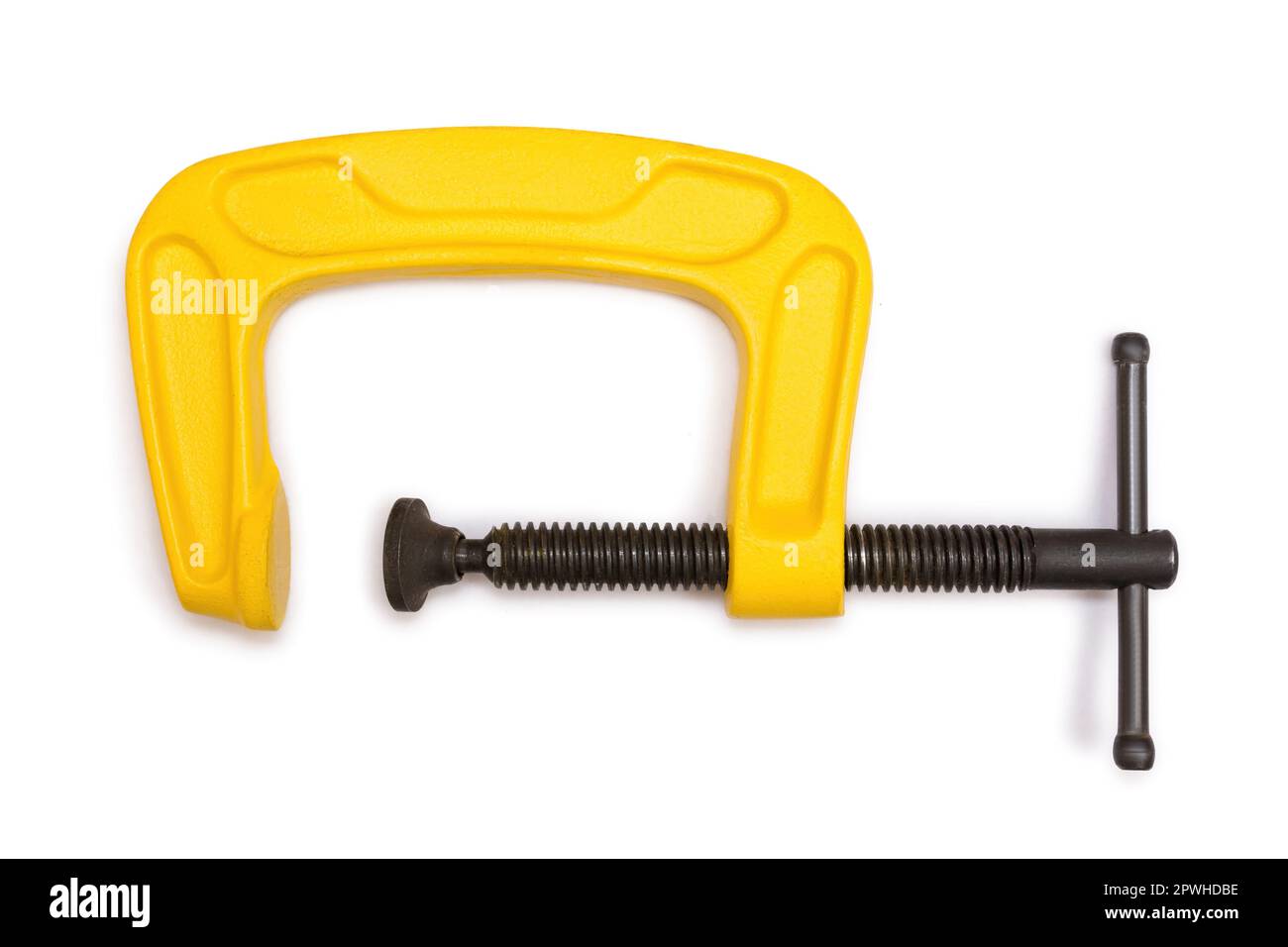 Yellow steel clamp tool isolated on white background Stock Photo Alamy