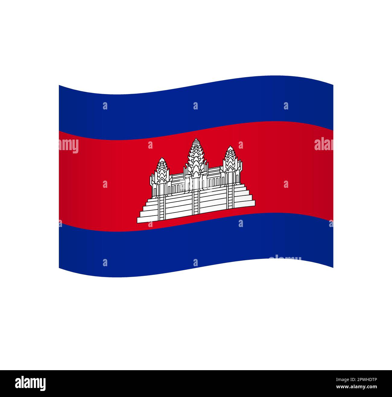 Cambodia flag - simple wavy vector icon with shading Stock Vector Image ...