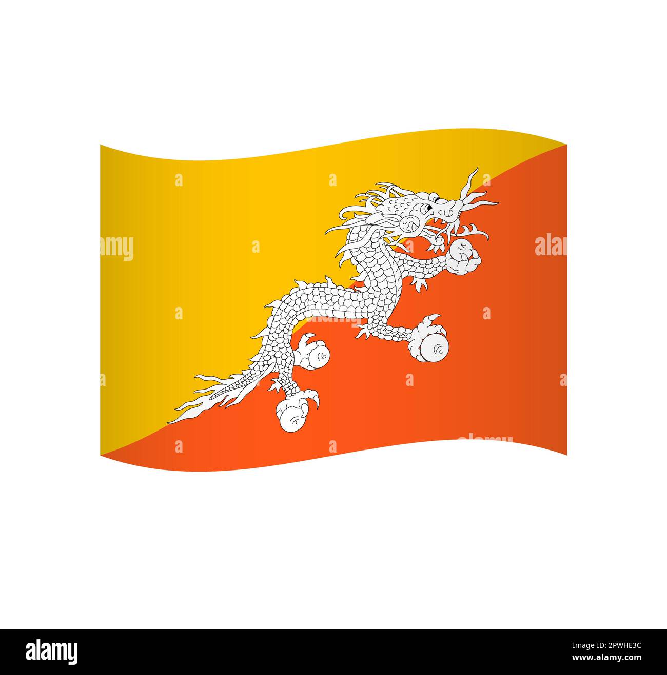 Bhutan flag simple wavy vector icon with shading Stock Vector Image