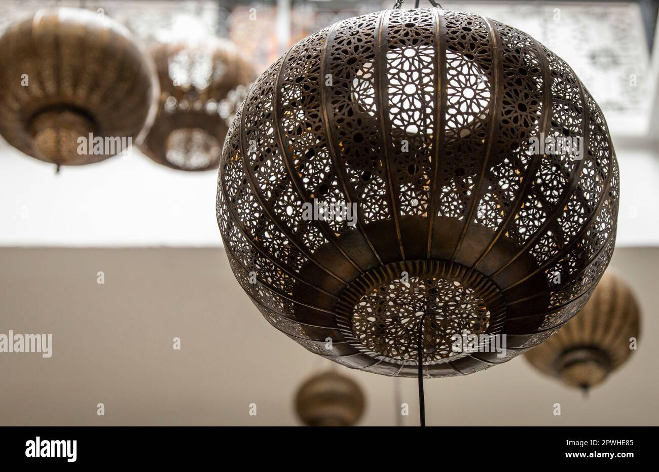 Upwards View of Traditional Moroccan Brass Lanterns Stock Photo Alamy