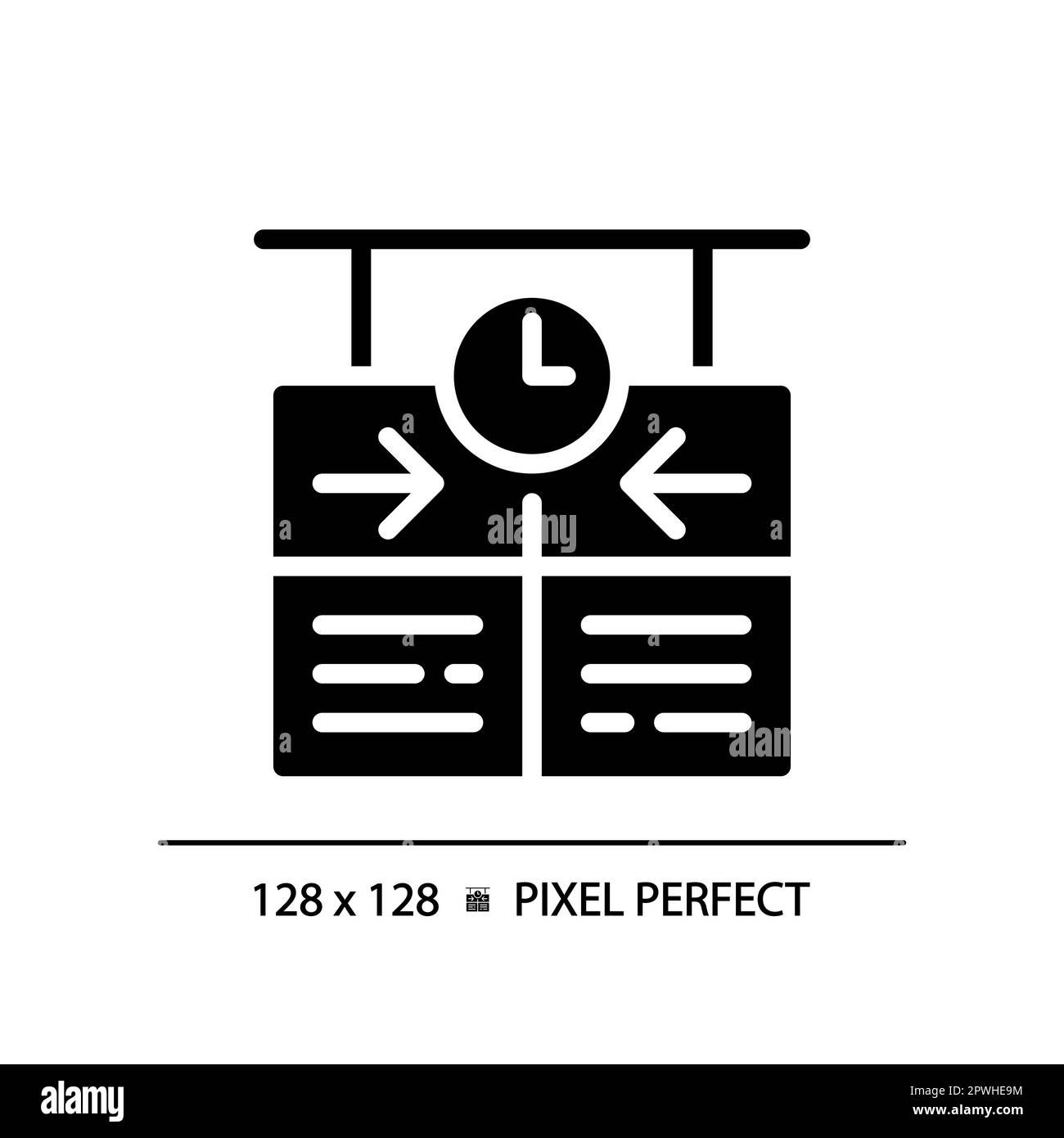 Timetable pixel perfect black glyph icon Stock Vector